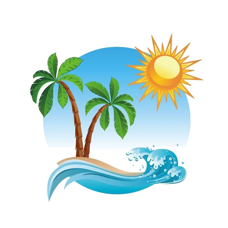 

Color Palm Tree Tropical Island Car Sticker Pvc Interesting Bumper Window Waterproof Accessories Decorative Decal 14cm*14cm