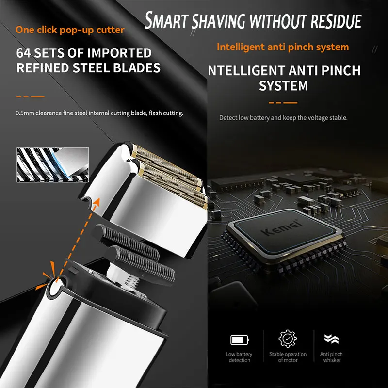 Kemei TX5 Pro металлический корпус Парикмахерская устройство для бритья волос мужчин