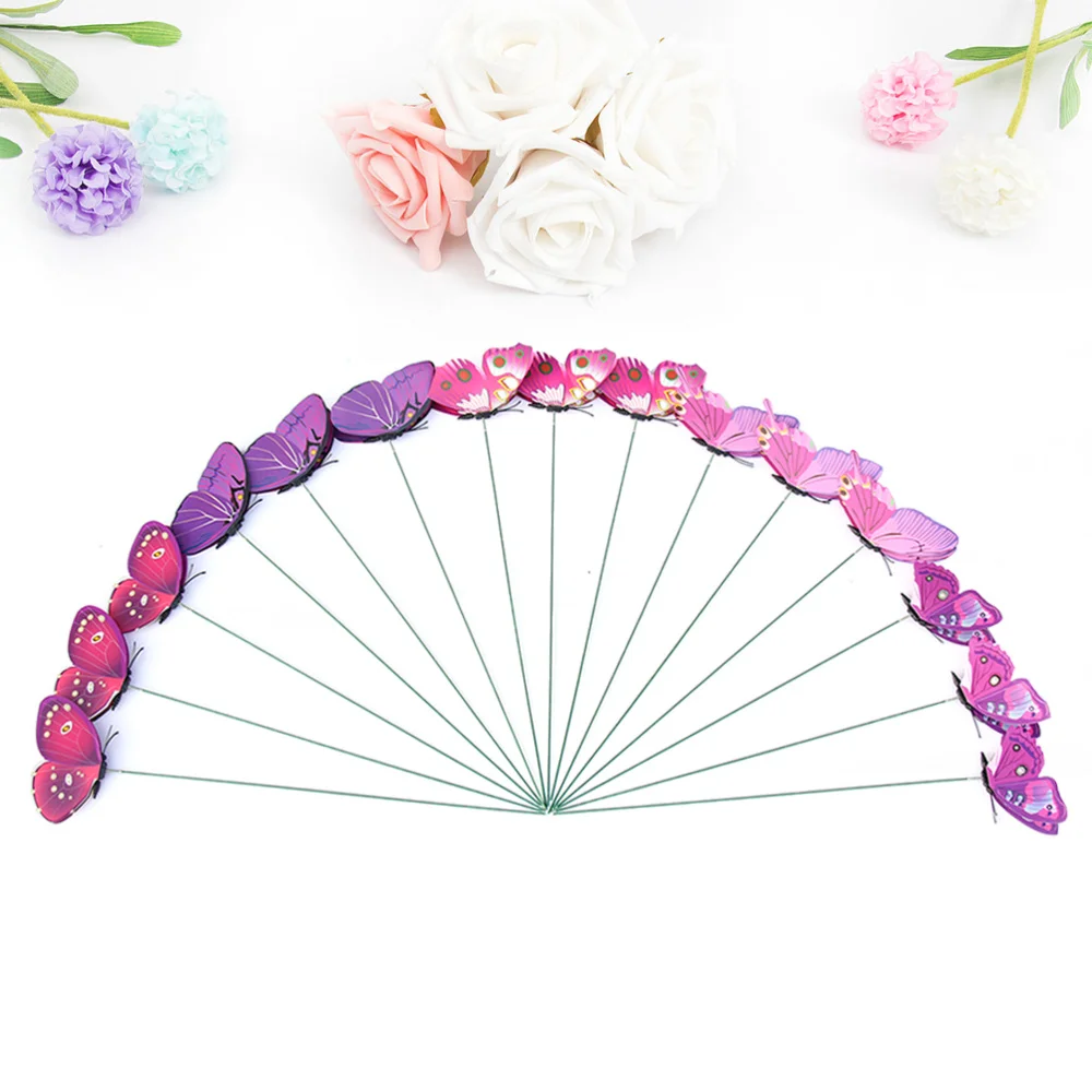 

24pcs Simulation Sticks Artificial Butterflies Stakes DIY Ornament Plant Decor for Garden Patio Lawn Flowerpot (Random Color)