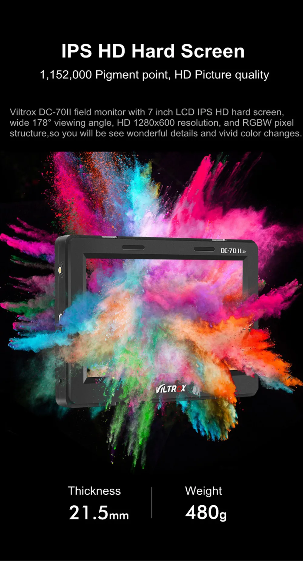 Viltrox 7 ''DC-70 II клип на HD lcd HDMI AV вход камера видео монитор дисплей и батарея и зарядное устройство для Canon Nikon DSLR BMPCC