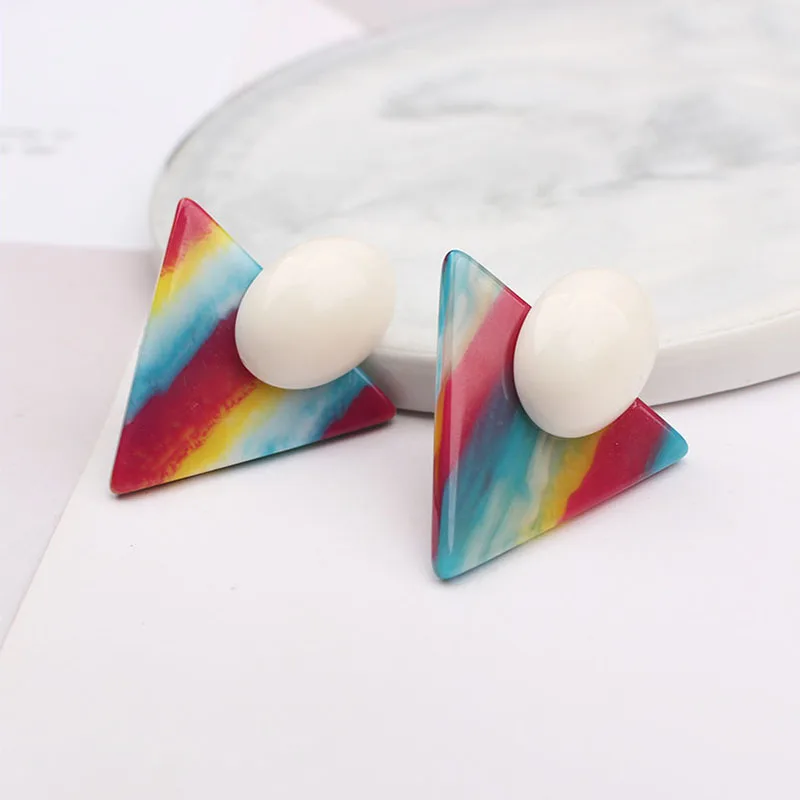 ES1042 новые модные серьги простого дизайна для женщин Красочные сердца Акриловые