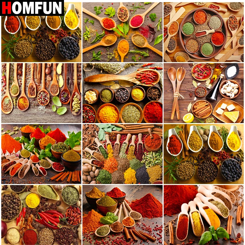 Картина Стразы HOMFUN алмазная 3D вышивка Кухня специи с декором для творчества | Дом