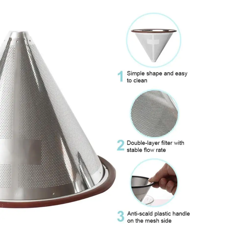 

Double Layer Stainless Steel Coffee Filter Holder Pour Over Coffees Dripper Mesh Coffee Tea Filter Basket Tools