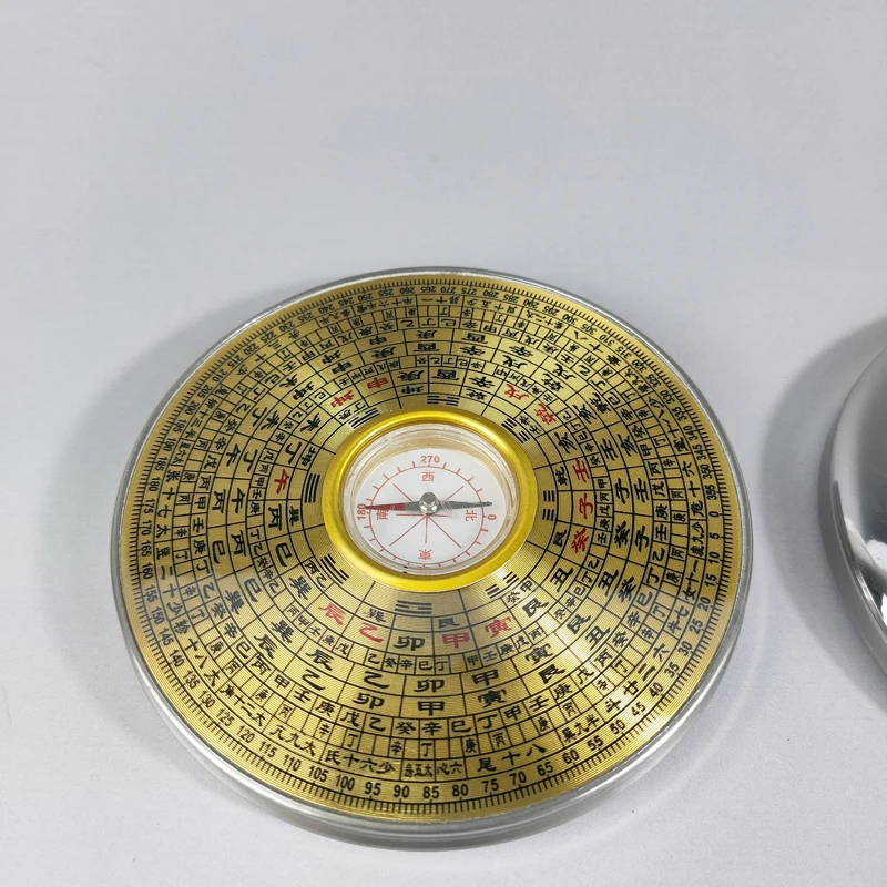

Elaborate Upscale Round Chinese Copper Feng Shui Compass with Lid