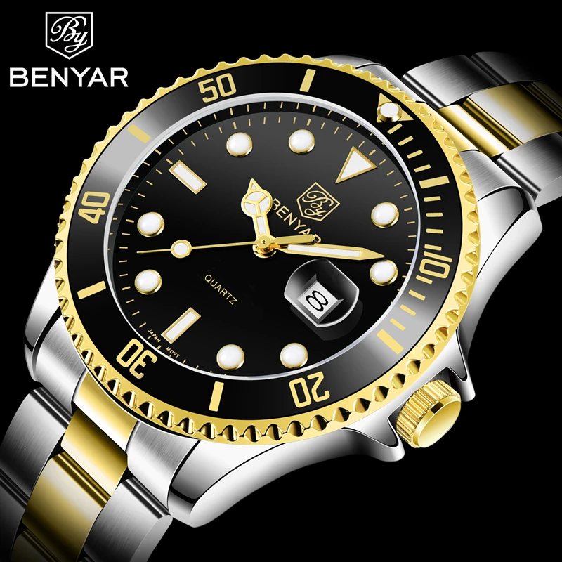 

Benyar Top Brand Luxury Fashion Diving Watch Men's 30m Waterproof Automatic Date Sports Watch Men's Quartz Watch Reloj Hombre
