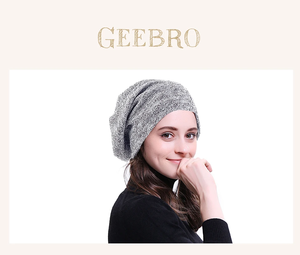 Geebro, унисекс, зимние вязаные шапочки, шапки в стиле хип-хоп, для женщин и мужчин, Повседневная Мягкая шапка с черепом, толстая эластичная теплая шапка Skullies, осенняя бархатная шапка