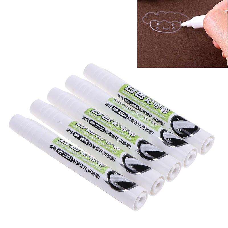 

5 шт. белый маркер для белой доски жирной Краски постоянного для металлическая кожанная ткань Маркеры цвета "металлик" студенческие ручки со...