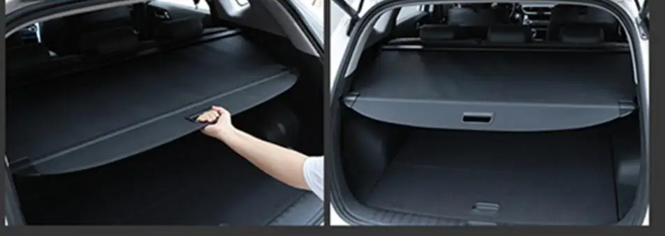 Задняя полка для Hyundai Santa Fe 2019-2020, материал - шторка для багажника, мгновенной установки.