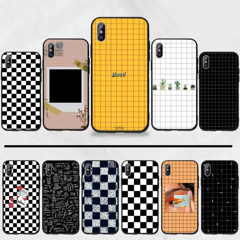 Клетчатый чехол в клетку и полоску для iphone 5 6 6S 7 8 plus X XS XR 11 PRO MAX SE 5C XR|Бамперы| |