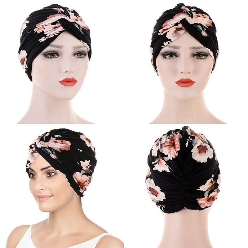 

Шапка-бини, шарф-тюрбан, головная повязка, вязаная шапка, аксессуары для выпадения волос, женский Принт, искусственная оборка