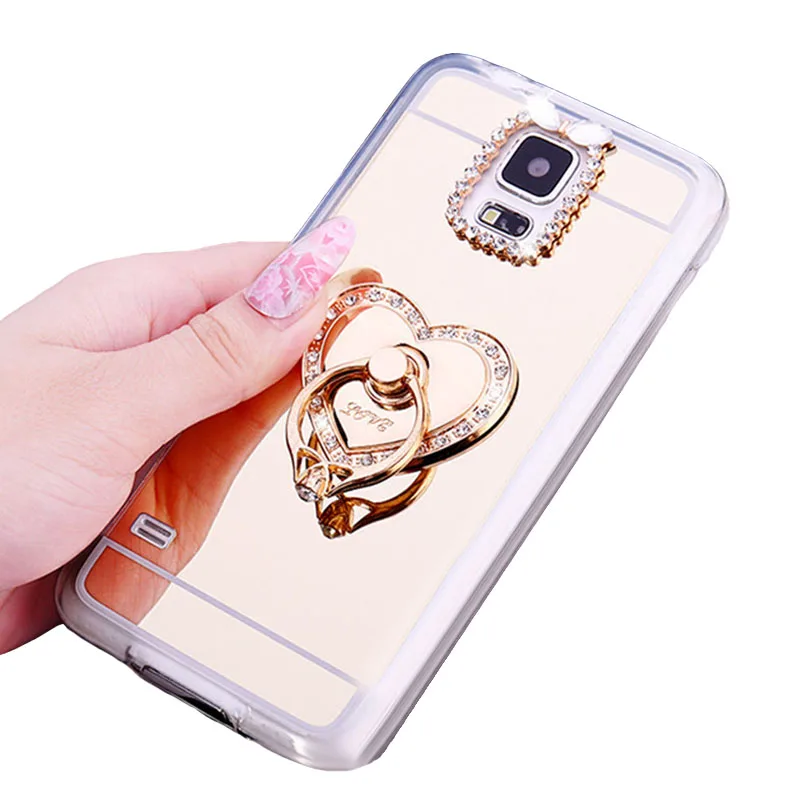 Luxury Mirror TPU Slim Case For Samsung Galaxy Note 8 J2 Prime J5 2016 J7 2017 S10 Plus S9 S8 S6 S7 Edge Cover Ring Holder Stand