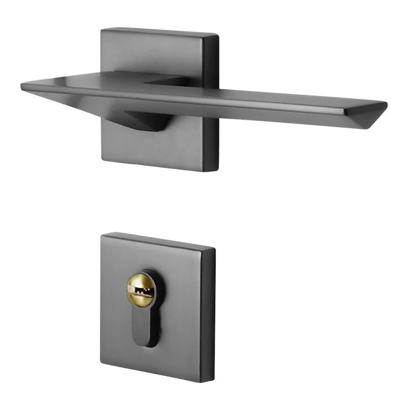 

Copper brushed Door Lock high quality Mute Magnetic Split Door Handle lock Interior Anti-theft With key Room Wood Gate Hardware