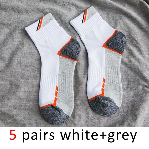white grey 5 пар/лот, хлопковые мужские носки, компрессионные носки для мальчиков, плотные, зимние, стандартные, meias, хорошее качество, дышащие, прозрачные, рабочие носки, 5 цветов - Цвет: white grey