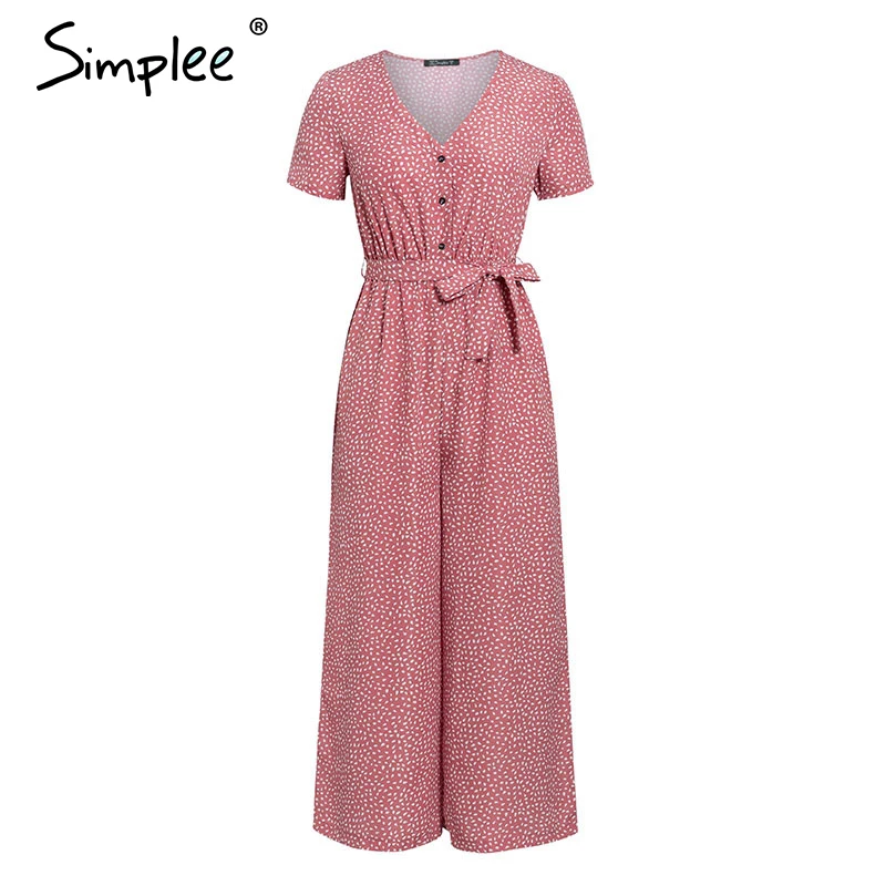 Simplee в богемном стиле горошек женские комбинезоны с v образным вырезом коротким