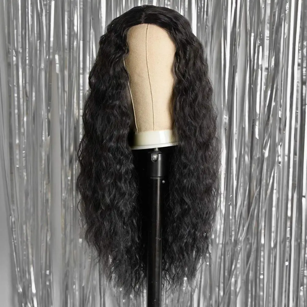 Длинные черные курчавые афро кудрявые вьющиеся человеческие волосы парик на
