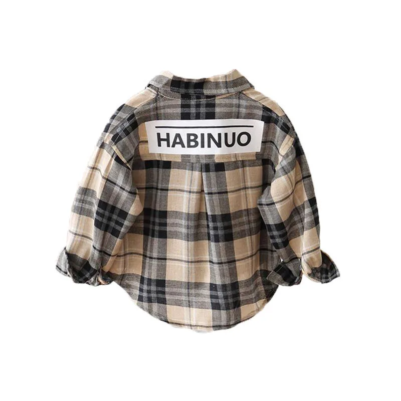 Детская одежда для мальчиков и девочек плед рубашки блузки с длинными рукавами