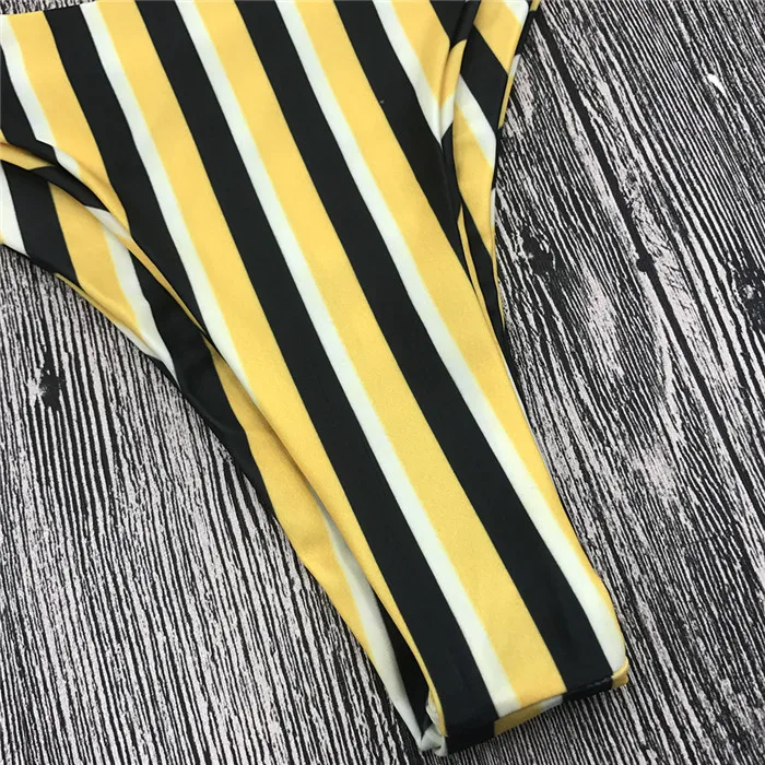 Бикини из двух частей стильный сексуальный женский желтый полосатый бандажный