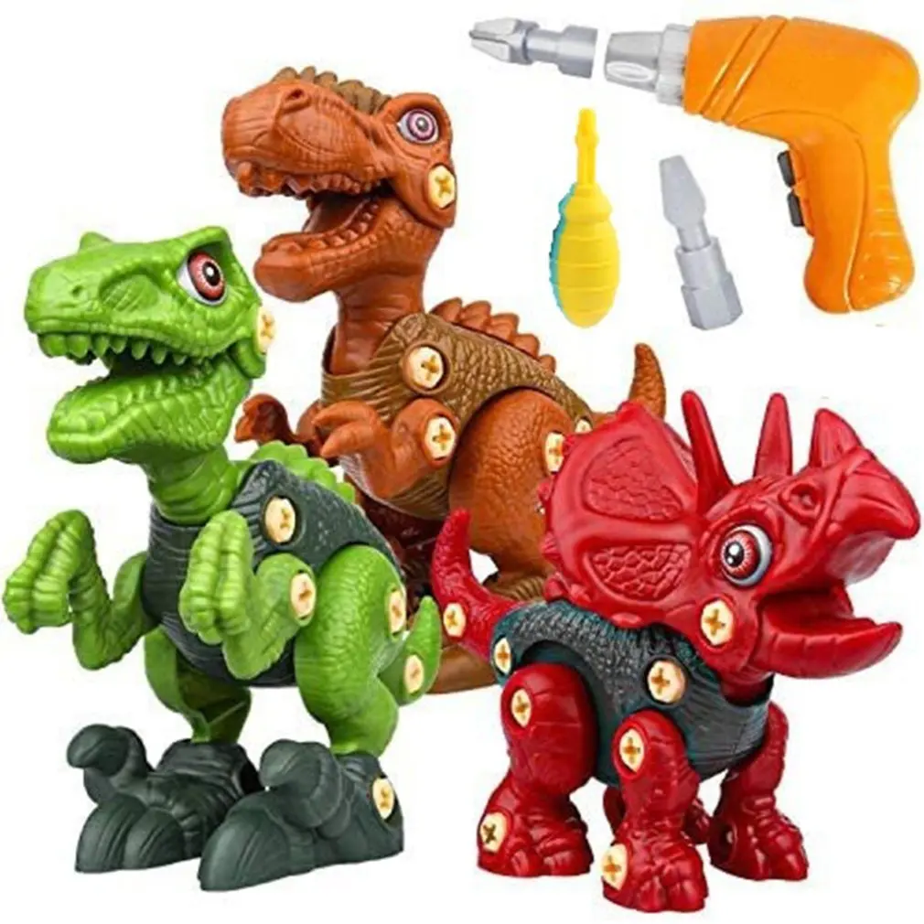 

3Pcs/Set Fun 3 In 1 Electric Puzzle Diy Disassembly And Assembly Dinosaur Toy With Electric Dril Building Toy For Kids