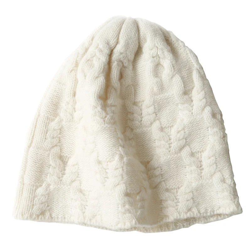 SHUCHAN Knit Womens Hats 30% Cashmere+70% Wool Geometric  Adult  Outdoor  Keep Warm  Wholesale Bonnets  Bonnets for Women