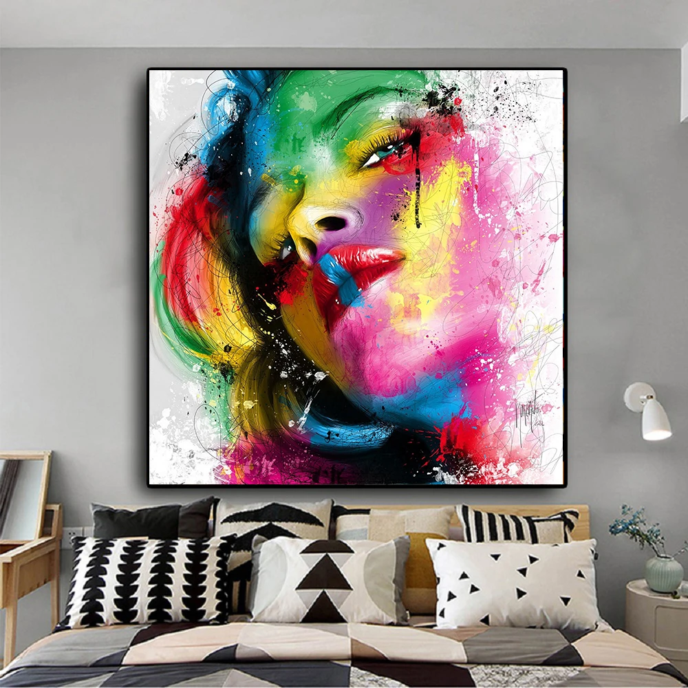 

Beauty Woman Graffiti Art Posters And Prints Abstract Colorful Girl Canvas Paintings On The Wall Art Pictures Wall Decoration