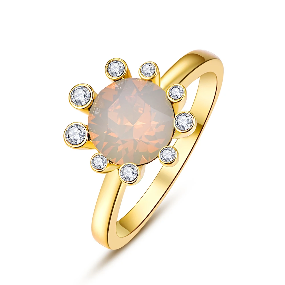 Кристаллы от Swarovski Glod цветные кольца Цветы для женщин элегантное кольцо Новая мода Роскошные женские кольца Свадебные украшения - Цвет основного камня: Crystal Grey Opal