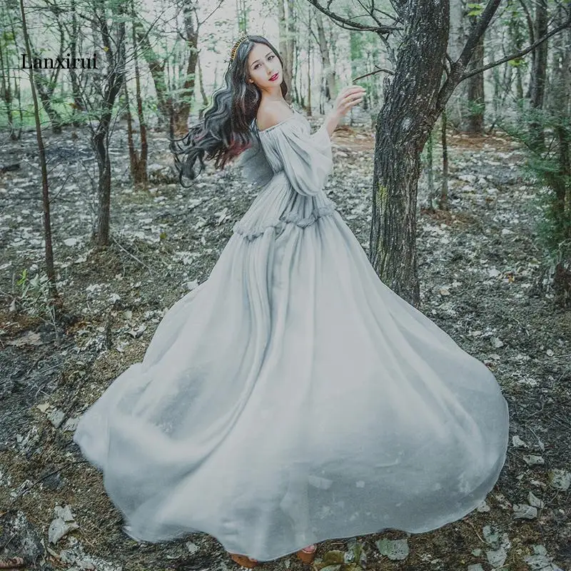 Женское летнее платье макси с открытыми плечами и рукавами фонариками|Женские