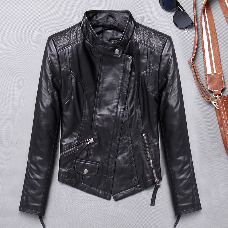 2020 Autumn Genuine Leather Jacket Women 100% Sheepskin Coat Slim Fit Biker Motorcycle Jacket Autumn Real Leather Jackets 1815