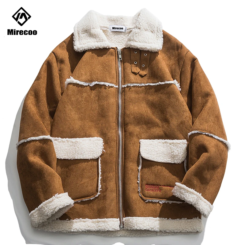 Комбинированная куртка из овечьей шерсти мужское пальто с мягкой подкладкой