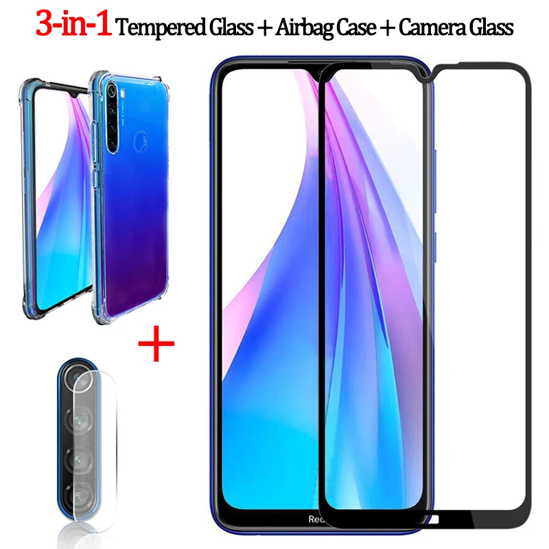 3-in-1 3-в-1 камера стекло защитное+Airbag case Redmi Note 8 T защитное стекло на Redmi Note 8Pro Xiaomi-Note8 Redmi 8T glass чехол редми нот 8т бампер чехол на редми 8 т ксиоми редми нот 8 про чехлы сяоми редми ноут 8 стекло - Цвет: 3-in-1