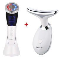led photon neck massager ems hot cool facial machine sonic vibration anti aging wrinkle face skin rejuvenation lifting firming