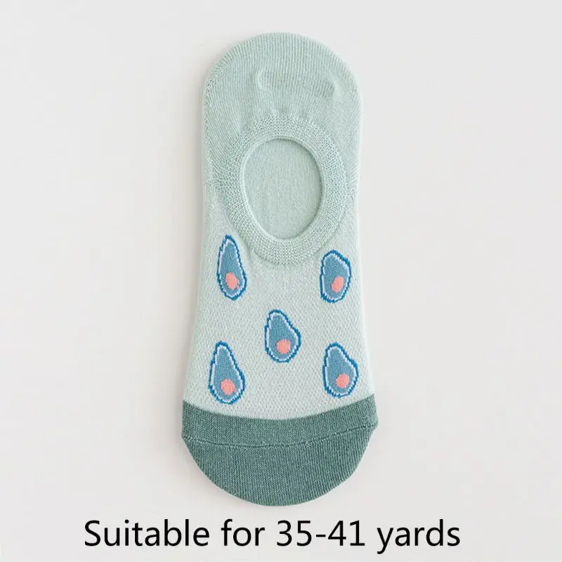 

2020 Women Low Cut Invisible Boat Socks Cute Cartoon Fruit Print Summer Short Hosiery