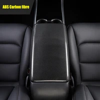 for tesla model3 model 3 2017 2018 2019 2020 abs carbon fibre central control armrest panel box protective cover accessories
