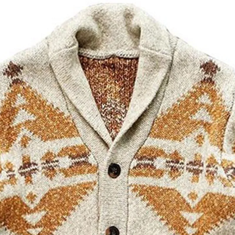E-BAIHUI кардиган мужской с принтом теплый вязаный зимний свитер ретро Повседневная