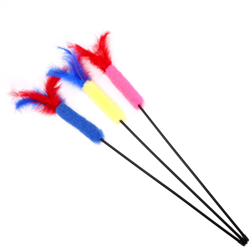 

Cat Toy Feather Stick Toy For Cats 1 Pcs Random Color Interactive Plush Material Pet Toys Cat Supplies Play Game Pet Products