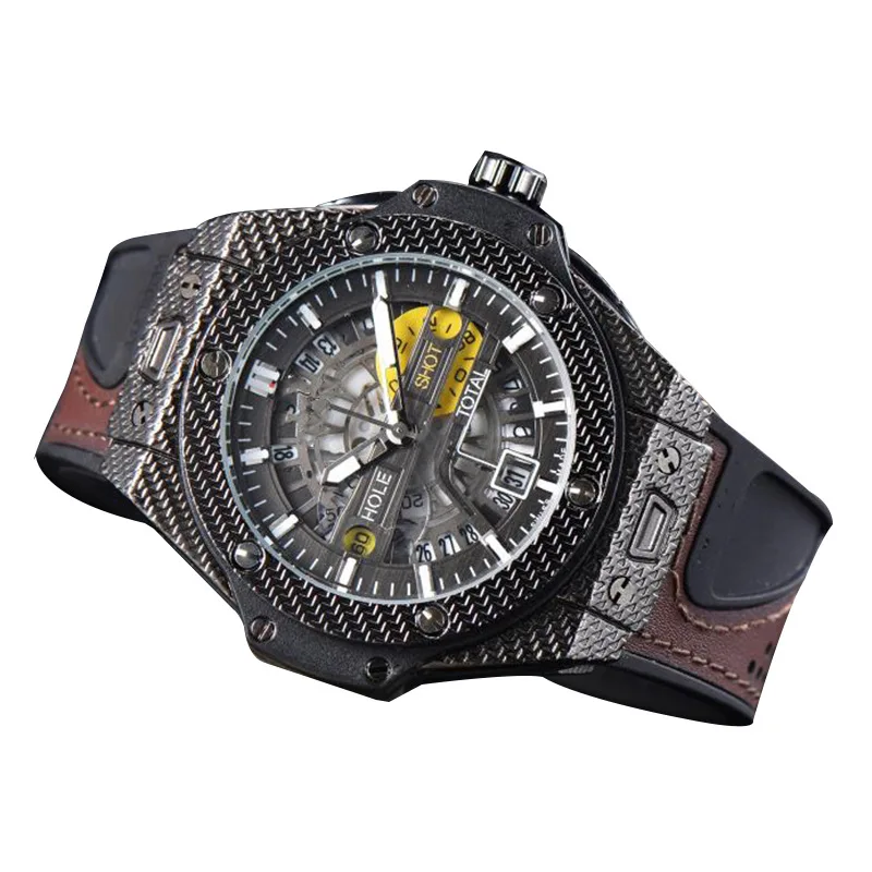 

2021 men's watch European and American carbon fiber grain fashion brand quartz watch Black pointer quartz Sports Watch
