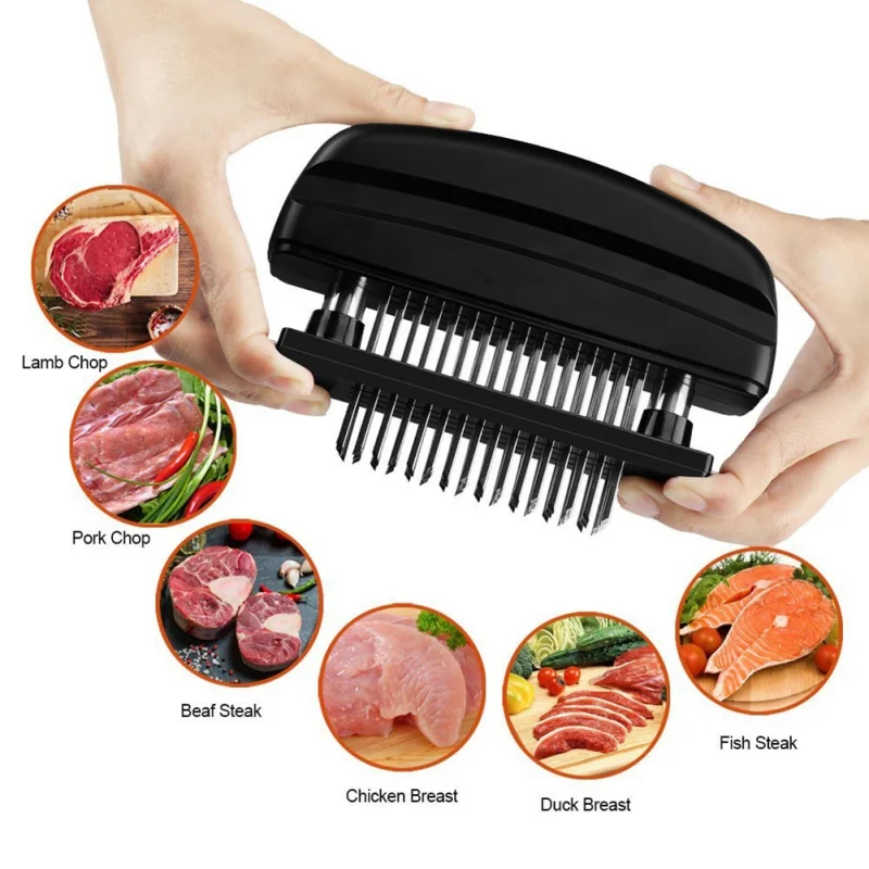 48-pin Professional Needles Stainless Steel Meat Tenderizer With Lid Household Kitchen Cooking Tools Tender Hammer 5 | Дом и сад