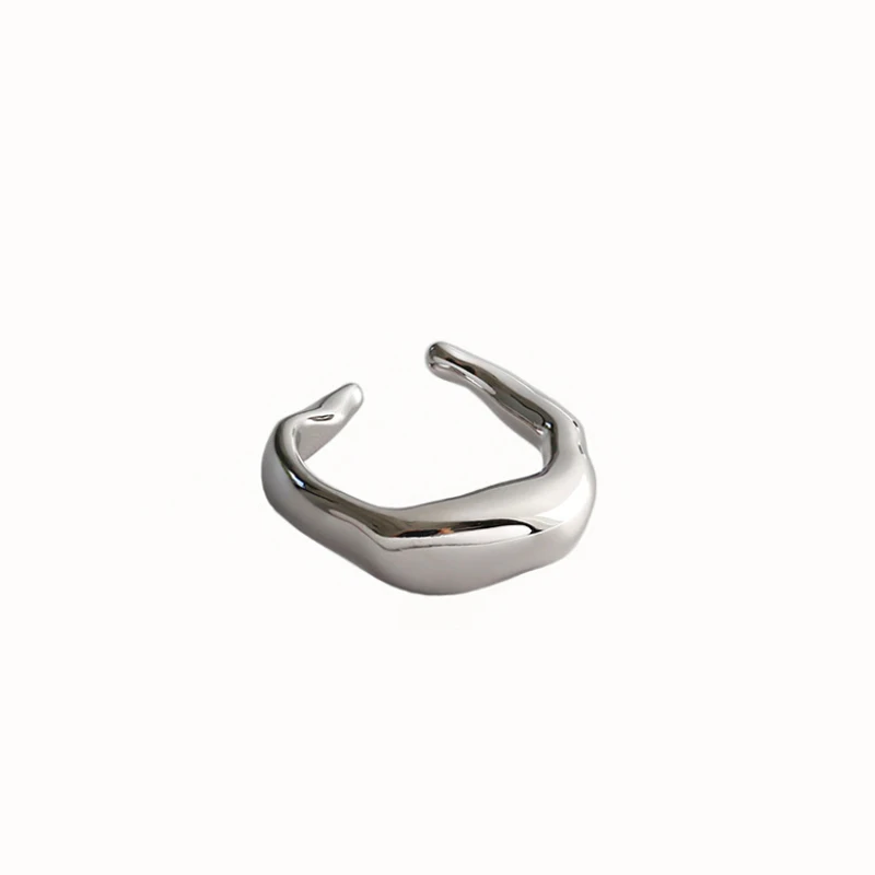

F.I.N.S NEW 100% S925 Sterling Silver Ring for Women INS Irregular Smooth Open Finger Ring Stackable Ring Fashion Fine Jewelry