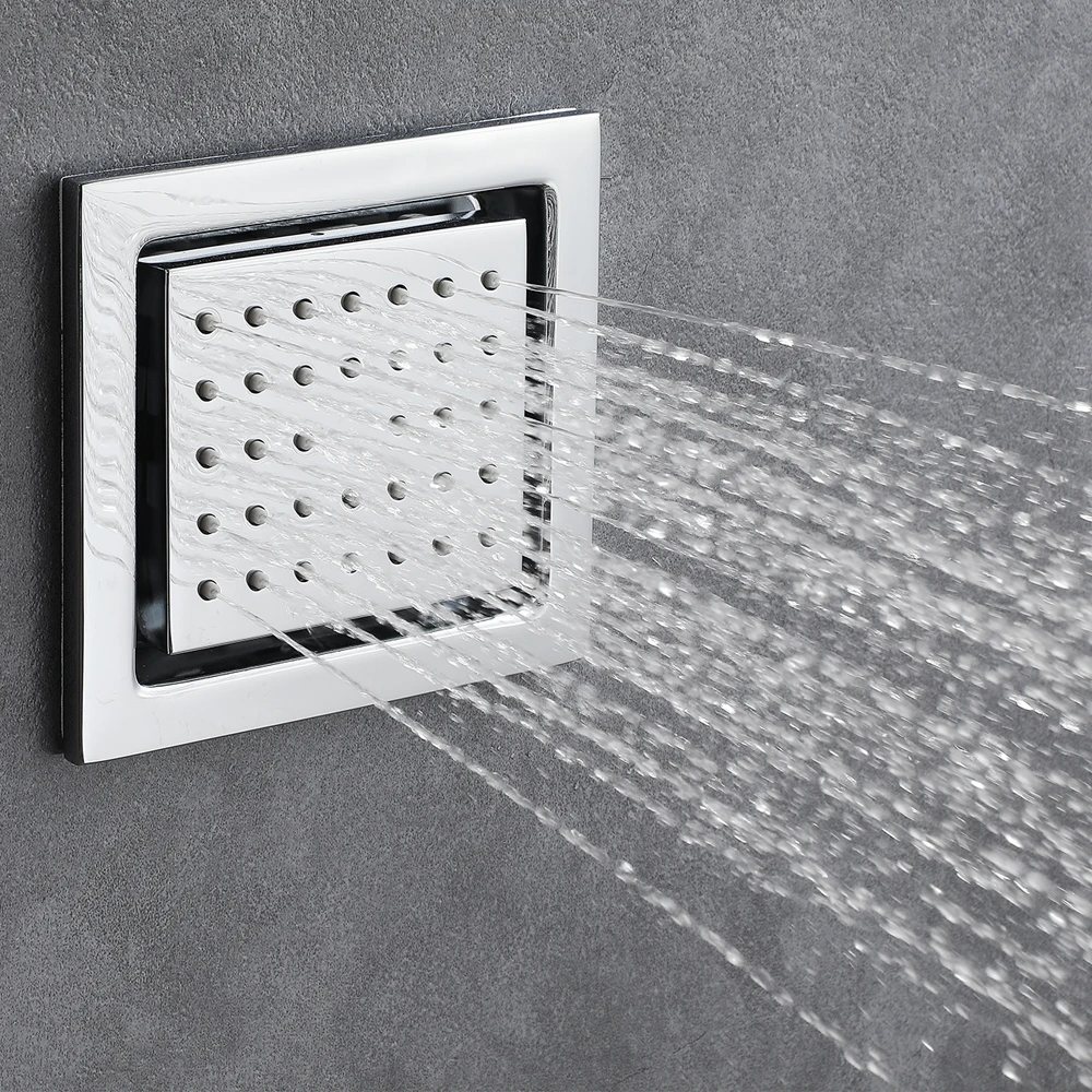 

120*130mm Rain Shower Body Jet Brass Bathroom Accessories Massage Showerheads Body Spray Saving Water Shower Head Chrome & Black