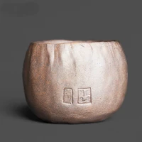 rock mine pottery clay large zen heart master teacup hand kneaded texture unglazed wood fired kungfu tea cup