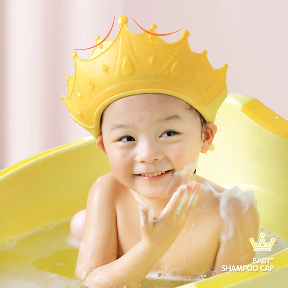 

Shower Cap Adjustable Bathing Shampoo Hat Protect Eyes Wash Hair Foam Shield Hats for Toddler Children Kids Silicone
