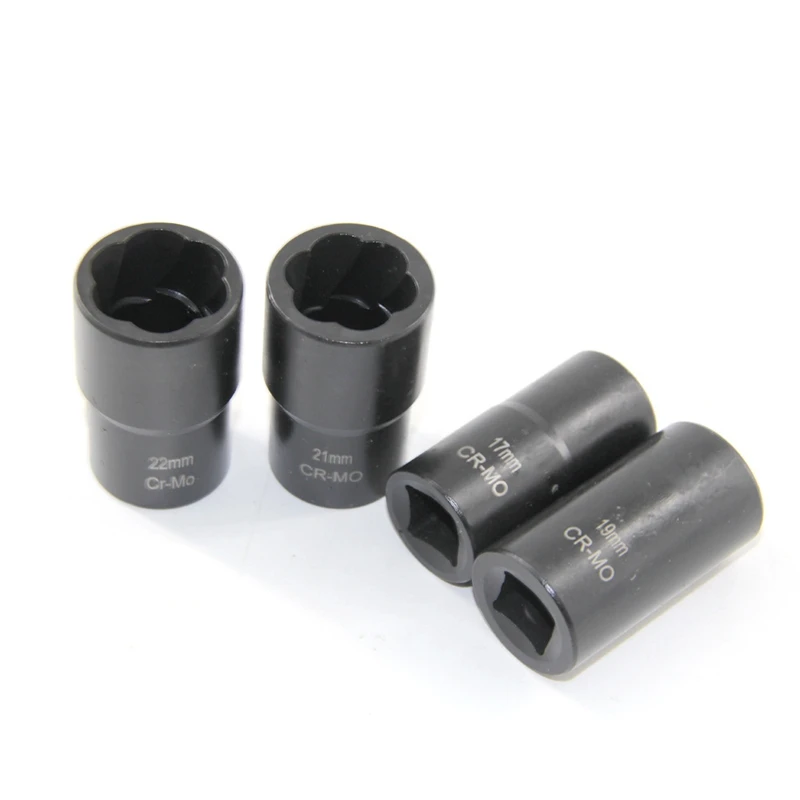 

5Pcs/Set Twist Socket Kit 4 Damaged Worn Lug Nut & Lock Remover 17,19, 21, 22mm