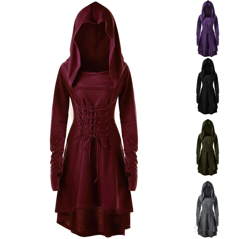 Lady Hooded Dress Halloween Costume For Women Hunter Archer Middle Ages Renaissance Ancient Vintage Party Christian Suit | Тематическая