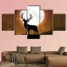 Холст с изображением оленя, стоящего на холме, 5 панелей