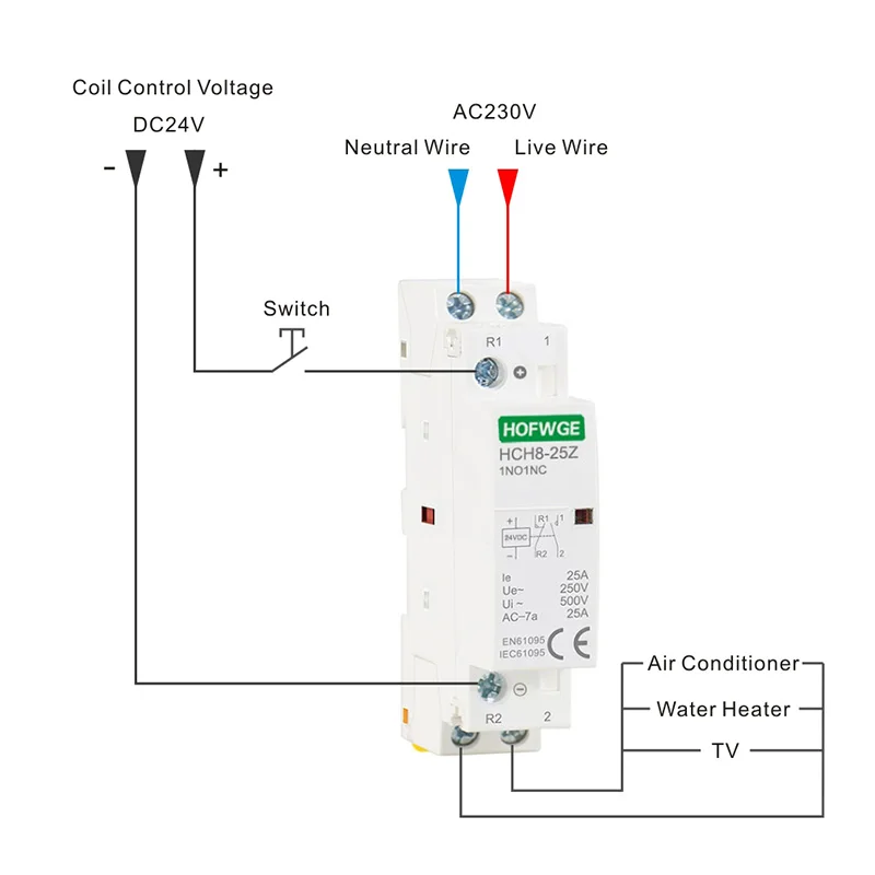 Automático tipo Trilho Contator Digital 2no Dc12v Dc24v Caseiro Din dc 2p 25a Contator digital dc 2p 25a 2no dc12v