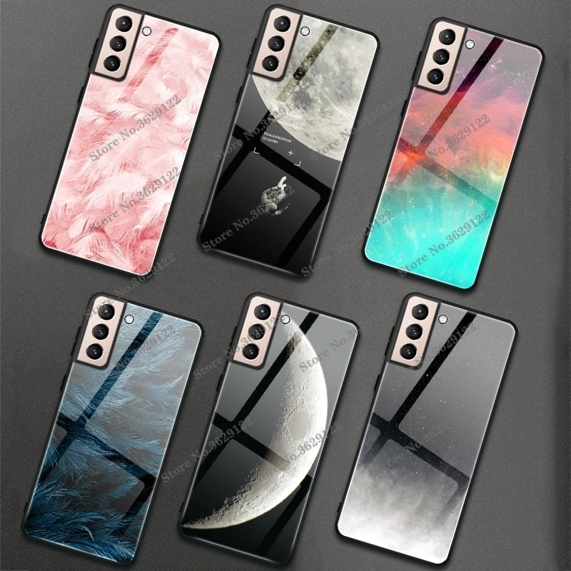 

Tempered Glass Case For Samsung Galaxy S21 Ultra S21 Plus S21 Case Shockproof Star Space Gradient Cover For Samsung Galaxy S21