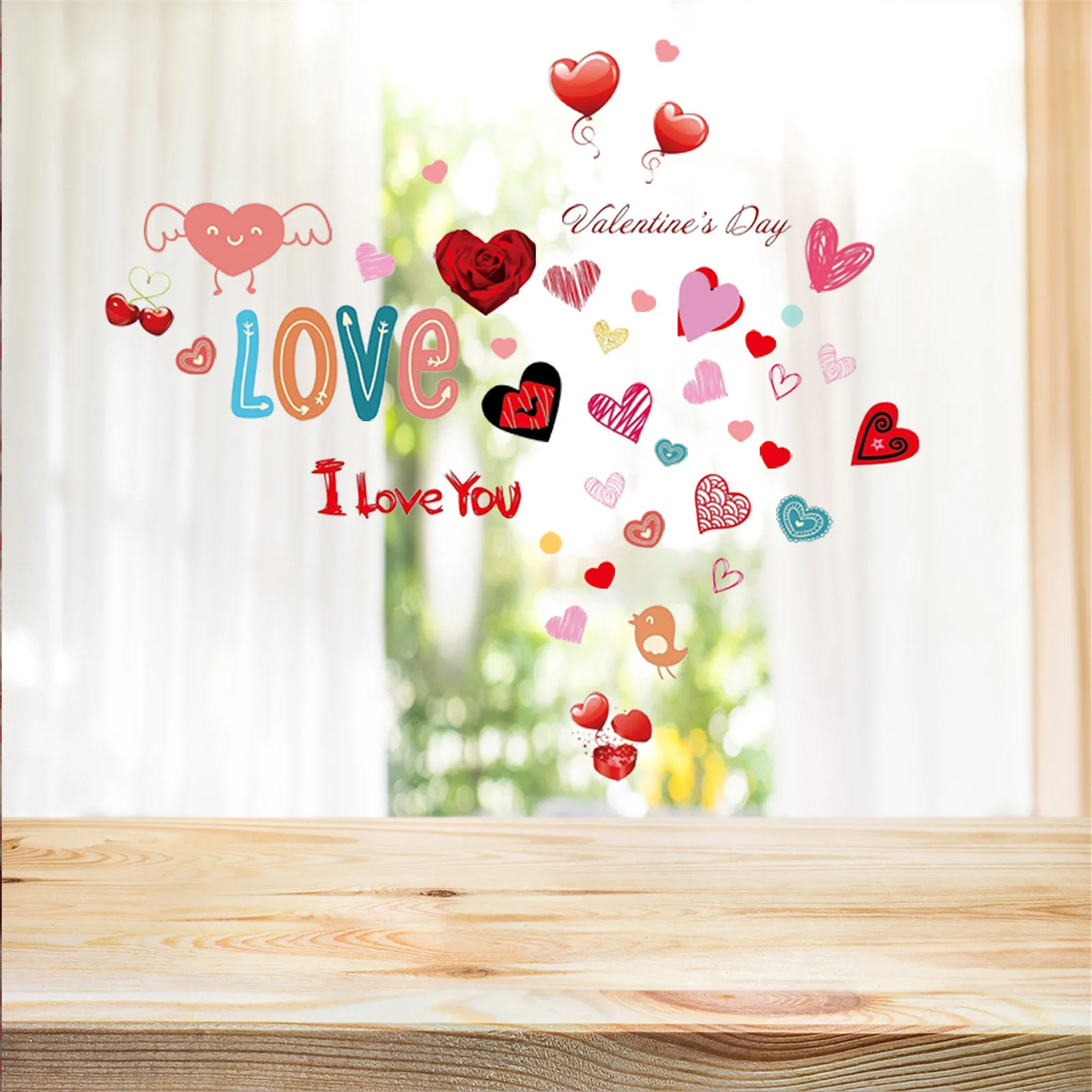 KAKUDER Color love heart Sticker Valentine's Day self-adhesive Window Sticker Refrigerator Decor vinilo decorativo pegatinas New images - 6