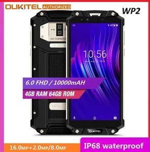 Ударопрочный смартфон OUKITEL WP2, 4 ГБ+64 ГБ, MT6750T восемь ядер, 6-дюймовый дисплей 18:9, 10000 мАч, сканер отпечатков пальцев, водозащита IP68, пылезащищенный мобильный телефон
