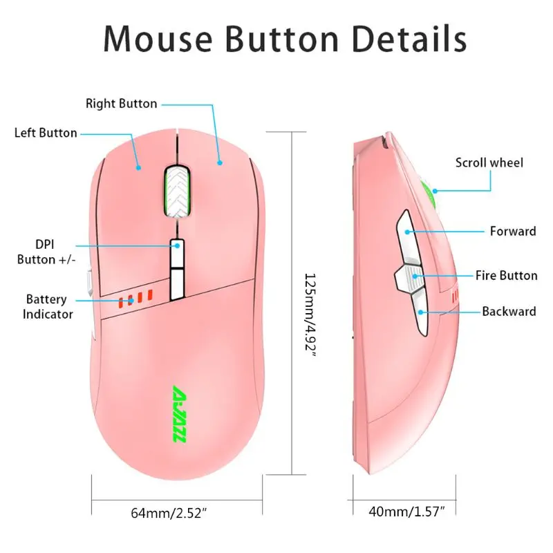 

AJazz Professional-Grade i305Pro RGB 2.4G Gaming Mouses Wireless Wired Dual Mode Rechargeable 200-16000 DPI
