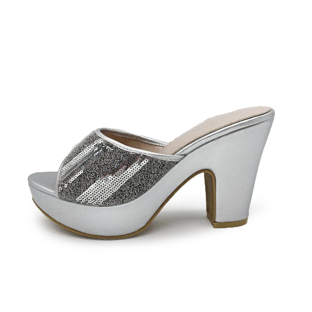 6245-15 Golden Stripe Luxury Women Shoes Party Dress Heels Open Toe Confort High Heeled Slippers Sequin Platform Ladies Pumps