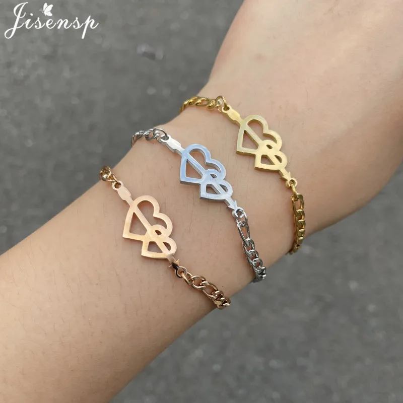 

Gold Stainless Steel Love Heart Bracelets for Women Wedding Jewelry Fashion Star Moon Pendant Adjustable Bracelet Wholesale